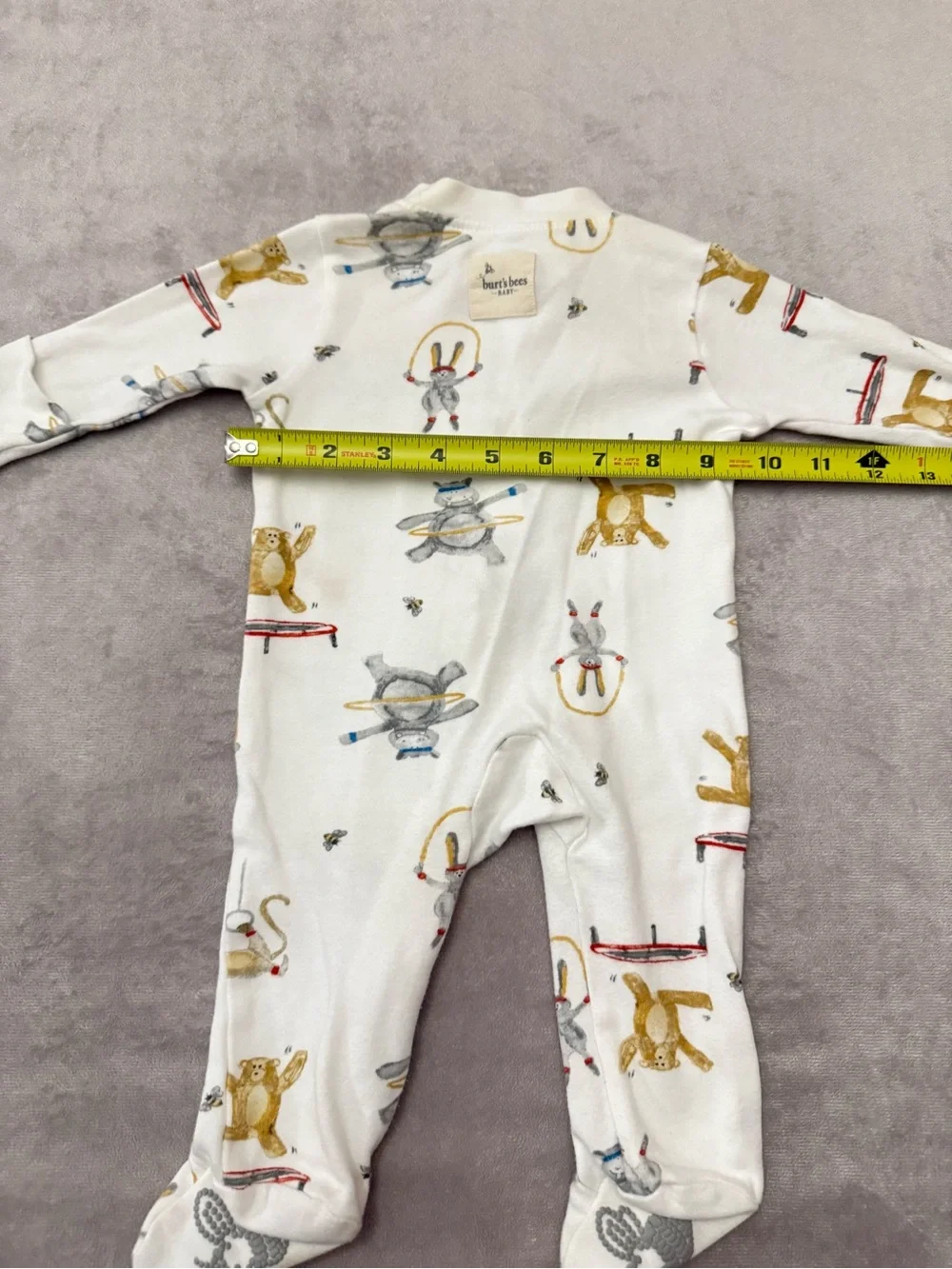 Burt’s Bees Baby Organic Cotton Footed Sleeper 0-3 Months Animal Double Zipper